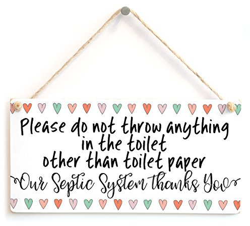 Toilet Paper Only Hanging Sign, Pastel Heart Septic Notice | Pastel septic reminder