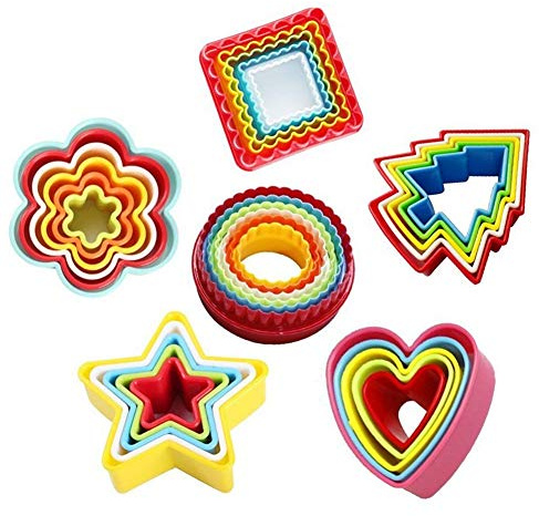 DUBENS 32 stycken kakskärare cookie cutter set, bestick, multi-size smörgås fondant kök frukt grönsaker former, för kakor, cupcakes, muffins, kakor, bockar, is
