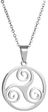 BlackAmazement Kette mit Anhänger 316L Edelstahl Triskele Triskel Kelten Runen 500mm Halskette Silber Gold Damen Herren