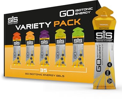 Science In Sport GO Isotonic Energy Gels, Running Gels with 22g Carbohydrates, Low Sugar, Variety Pack of Assorted Flavours, 60ml Per Serving (35 Pack)
