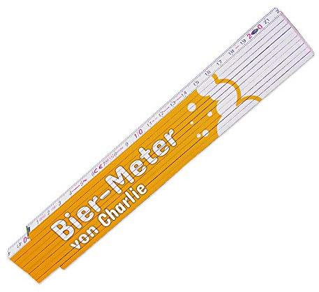 Lustiger Zollstock mit Namen Charlie und Motiv - Bier-Meter - für Männer | Glieder-Maßstab mit Namen bedruckt | Viele Namen zur Auswahl