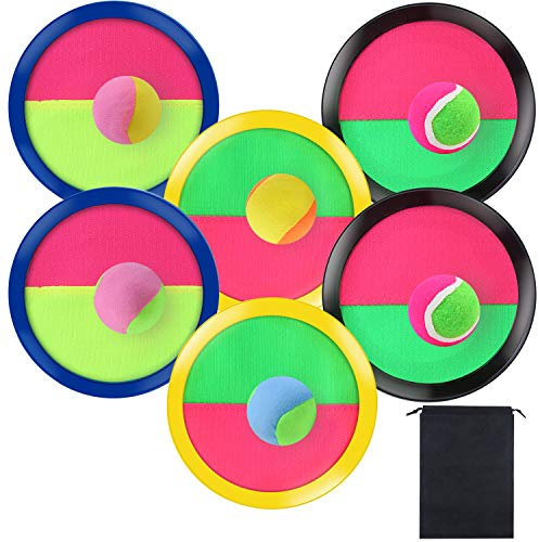 Aneco Toss and Catch Paddle Game Set with 6 Paddles, 6 Balls, Storage Bag – Outdoor Beach, Yard, Backyard & Lawn Toss Ball Game for Family Play