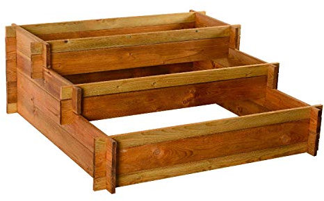 FRANKYSTAR Orto Tris - Fioriera a 3 livelli in legno di pino impregnato lettino per orto rialzato a 3 livelli contenitore a scala per orto urbano