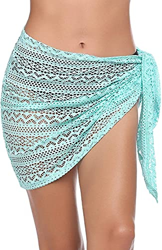JFAN Donna Pareo Copricostumi Mezzo Pizzo Mini Vestito Gonna Wrap Sarong Multiuso Cover Up Beachwear Spiaggia Estate Vacanza Ragazze Menta Verde