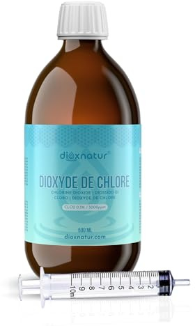 Dioxnatur® Diossido di Cloro 500 ml 3000 ppm Formato Risparmio CDS Bottiglia di Vetro
