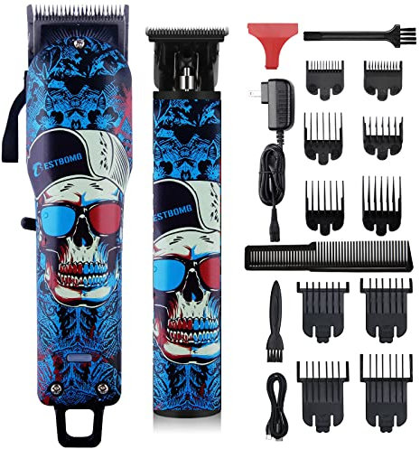 BESTBOMG Tagliacapelli Uomo Professionale, Tagliacapelli Elettrico Regolabarba Trimmer Con Pettine Limite, Macchinetta Vapell 2000mAh/1200mAh Batteria Ricaricabile per Bambini Adulti Pet (Y1+T9)