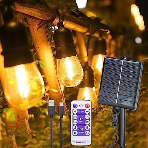 LoQuick Lichterkette Außen Solar, 10 Leds 5M Lichterkette Solar Außen Glühbirnen IP42 Wetterfest, 8 Modus Solarlichterkette Retro Lights Birnen für Terrasse Garten, Balkon, Party, Haus Deko, Warmweiß