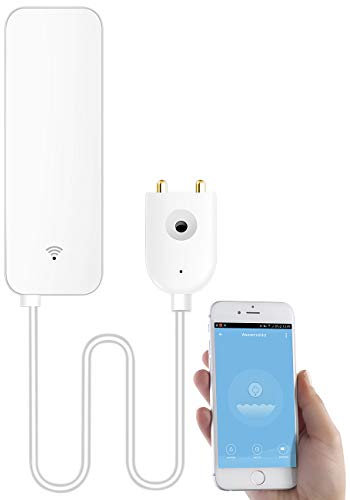 Luminea Home Control Wassersensor Keller: WLAN-Wassermelder, externer Sensor, App, Versandrückläufer (Wassermelder Keller, Wassermelder für Drainageschächte, Waschmaschine)