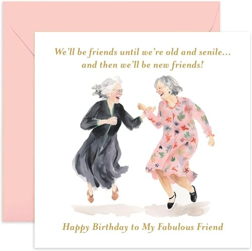Old English Co. Lustige Geburtstagskarte für die Freundin – alte Freundschaft Geburtstagskarte für Frauen – We'll Be Friends Geburtstagskarte für beste Freundin – für sie | innen blanko mit Umschlag
