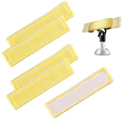 5 Stück kärcher Fenstersauger Ersatzteile, Fensterputzer Set Ersatzmikrofaser Wischbezug mit Kärcher WV2 WV5 Hoch Absorbierend Fensterputzer Kärcher Mikrofaser Wischbezug Effektiv Schmutz (Gelb)