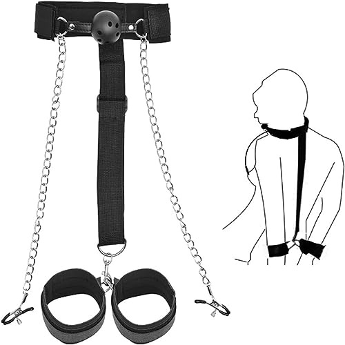 Bondage Set 3 In 1 Sexspielzeug mit Knebel Nippelklemmen & Handfesseln CCSSUPUP Sex Spiele Verstellbarer Mundknebel Handschellen für Paare Fesseln & Bondage Sextoys Bett Erotische Geschenke