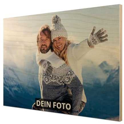 PhotoFancy® – Personalisiertes Holz Wandbild mit eigenem Foto selbst gestalten - Foto auf Holz drucken lassen - Querformat - Birken-Schichtholz 10mm - DIN A0 bis DIN A6