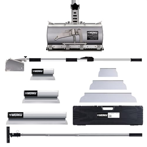 Werku WK602540+WK602140, Juego Espátulas Emplastecer, 300-500-800 x 85 mm + Dispensador-Aplicador Yeso, Capacidad 2 Litros, Largo 980-1600 mm, Ancho 250 mm, Graduable 90º / 180º