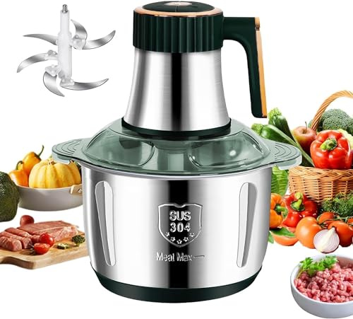 Picadora eléctrica, mini picadora de carne eléctrica 5L con 5 niveles de velocidad y 6 cuchillas de acero inoxidable, 500 W picadora de cocina para carne, verduras, alimentos para bebés, cebolla y