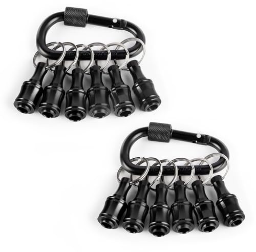 Valkynos 12Pcs Keychain Cool Gadgets for Men, 1/4 Hex Shank Drill Bit Holder for Dad, Adult, Screwdriver Gifts for Tools & Home Improvement