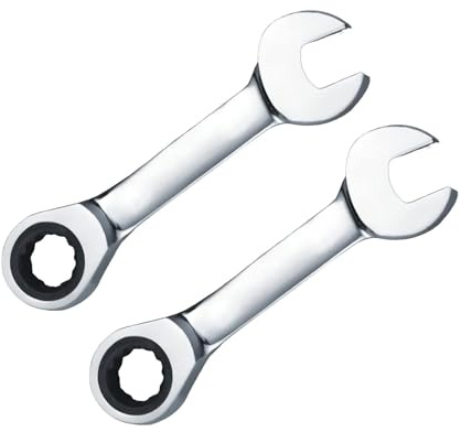 Leliafleury 2 chiavi a cricchetto tozze da 19 mm, chiavi combinate a cricchetto corte, mini chiavi a brugola aperta, piccoli strumenti metrici per la riparazione di biciclette
