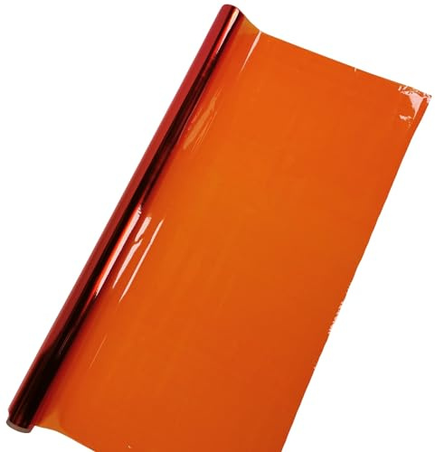 BCreativetolearn Orange cellofanrulle 50 cm x 4,5 m – perfekt för konst och hantverk, mångsidig blommig dekor, cellofanomslag, 24 gsm, syrafri