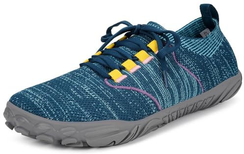 Knit Scarpa Barefoot Minimaliste Uomo Donna Scarpe da Pianta Larga Trail Sneaker Camminata Running Flessibile con Zero Drop Soles Verde Scuro 44