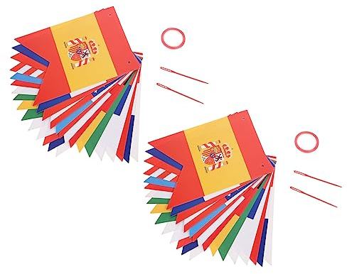 LABRIMP 2pcs Sports Game Party Flags Banner International Flags Party Decorations Spanish Speaking Countries Latin America Paper Bunting for Porch Garden Bar