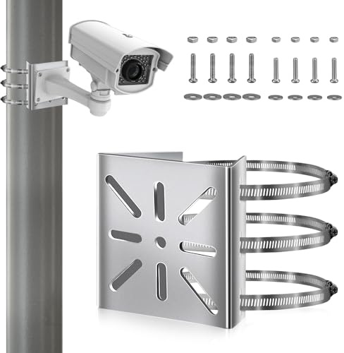 mizikuu Soporte de Cámara de Seguridad Universal, Soporte Camara Vigilancia con 3 Bucles 200mm Ajustables Esquina de Montaje de Acero Inoxidable para Cámaras CCTV