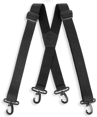 APLZGMG X Back Hidden Suspender for Men, Heavy Duty Work Suspenders w/Hooks Four-Point Belt Strap Airport Friendly Suspenders Under Clothing for Tuxedos, Formal Pants, Jeans