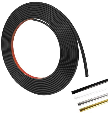Zierleisten Selbstklebend, 8m*8mm*2.8mm PVC Wandleisten Selbstklebend, Zierleiste Selbstklebend, Deckenleisten Eckleiste Selbstklebend Geeignet für Wand, Schrank, Badezimmer, Schlafzimmer(Schwarz-8M)