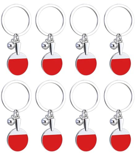 CVDYWDJIE 8 Stück Tischtennis-Schlüsselanhänger, Metall, Rot, Sportlich, Unisex