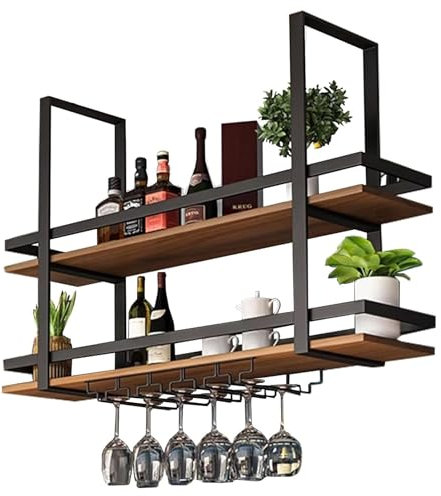 Decken Regal hängende Weinglashalter Zum Umhängen, Deckenregal Retro Eisen Dekoration Regal, Gläserschiene Halter Unter Schrank mit Schrauben Weinglas Rack
