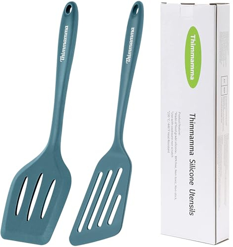 Spatula Silicone, Blue Heat Resistant Kitchen Aid Spatula Silicone BPA Free, Heavy Duty Non Stick Kitchen Utensils Spatulas for Scraping, Baking, Cooking, Mixing, 2 Pieces