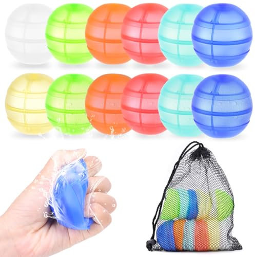 LONZIKP 12 Globos de Agua Reutilizables Autocerrables, Juguetes de Agua para Verano al Aire Libre para Niños y Adultos