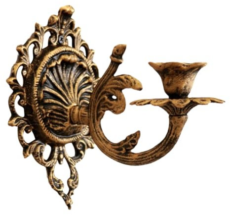 HEALLILY Candelabro Antiguo De Hierro Fundido Decorativo Colgante para Pared Estilo Rústico Industrial Soporte para Vela y Apto para Sala De Estar Dormitorio y Comedor