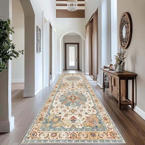 Läufer Teppich Lang Flur rutschfest Waschbar Küche Korridor TeppichLäufer Flur Küchenläufer Teppichläufer Schlafzimmer Wohnzimmer 40 x 150 cm Teppichmatte Teppich Flur Eingangsbereich Küchenteppich