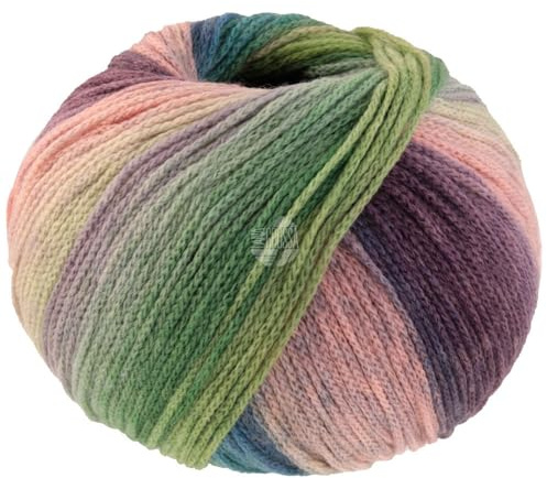 LANA GROSSA Farfalla | Leichtes Kettengarn aus weicher Merinowolle mit effektvollem Streifenmuster | Handstrickgarn aus 94% Schurwolle & 6% Polyamid| 50g Wolle zum Stricken & Häkeln | 250m Garn FB 8
