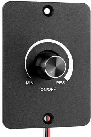 DC 12V-24V PWM LED Dimmer Switch 0%-100% Flicker-Free No Noise 120W 24W Aluminum Rotary Knob Push ON OFF 3-Wire Install for Campervan RV Boat Truck Caravan Trailer (Black)