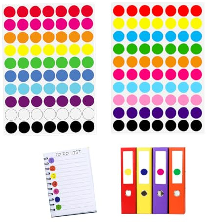 Runde Klebepunkte, 2240 Stück 20mm Klebepunkte Bunt in 12 Farben, Rund Etiketten, Runde Aufkleber Sticker, Farbige Markierungspunkte Etiketten Selbstklebend, Perfekt für Kalender Büro Schule