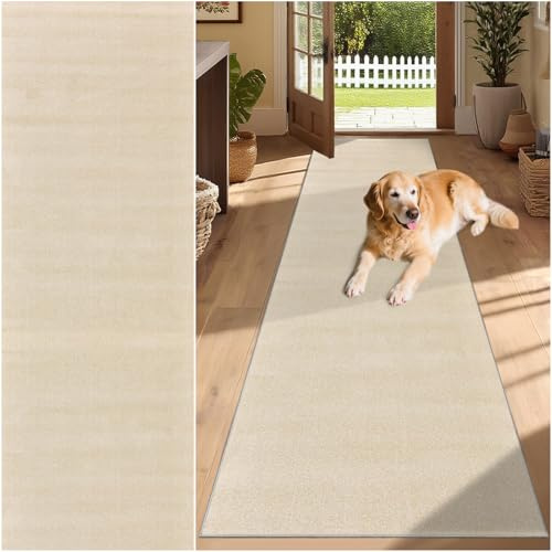 SUNMME Teppich Läufer rutschfest 40 x 60 cm Teppichläufer Flur Flurläufer Modern, Küchenteppich Waschbar rutschfest, Teppich Läufer für Flur, Küche, Eingang Beige