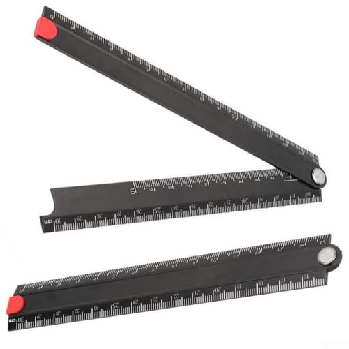 Filteilect Righello goniometro in alluminio da 0 a 300 mm, pieghevole, in metallo, con misurazione dell'angolo di 90°, per studenti, ingegneri e designer, artigianato in acciaio inox per