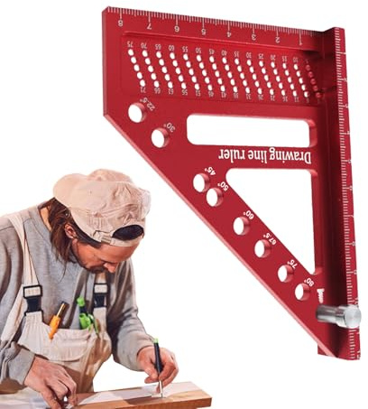 3d Square,22.5-90 Degree Triangle Scriber,Drawing Line Ruler | for Carpenter Engineer Construction Shop Home Work Men Dad Husband
