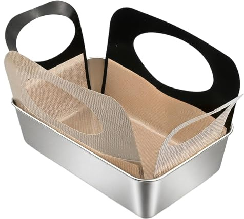 Nivofu Molde para Pan Rectangular de Acero Inoxidable 304 con Tapete de Silicona, 21x12.7x5 cm - Molde Bizcocho Pequeño para Horno y Freidora de Aire, Saludable y Apto para Lavavajillas (1 Unidad)