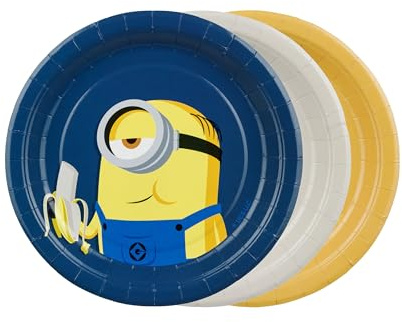 Platos de papel de 18 cm, juego de 6 unidades, diseño de Minion, platos desechables, sin plástico, vajilla desechable para cumpleaños infantiles, cumpleaños infantiles, platos de papel, decoración