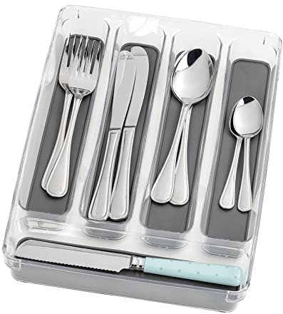 WENKO Range-Couverts 5 Compartiments Insert pour Couverts, pour tiroirs Transparent