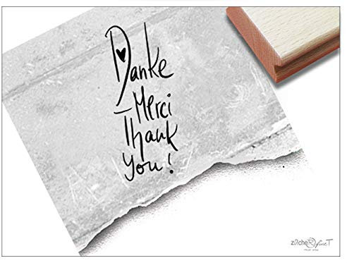Stempel Textstempel DANKE MERCI THANK YOU! in Handschrift - Schriftstempel Dankeschön Karten Geschenkanhänger Geschenk Basteln - zAcheR-fineT