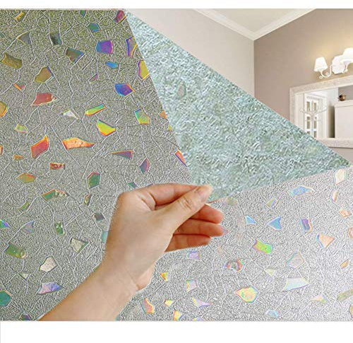 Fensterfolie Milchglasfolie Selbstklebend Sonnenschutzfolie Blickdicht Sichtschutzfolie Fenster Folie Anti-UV für Küche, Badezimmer und Büro (90 x 200 cm, Motif)