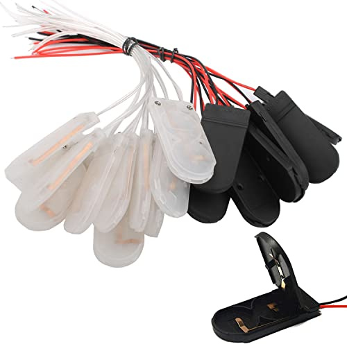 RUNCCI-YUN 20PCS On/Off Schalter 2 x 3 V CR2032 Knopfzellen Akku Halterung für LED（10 jeweils in weiß und schwarz）