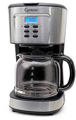 Capresso 12-Cup Coffee Maker with Glass Carafe, Stainless and Black 416.05