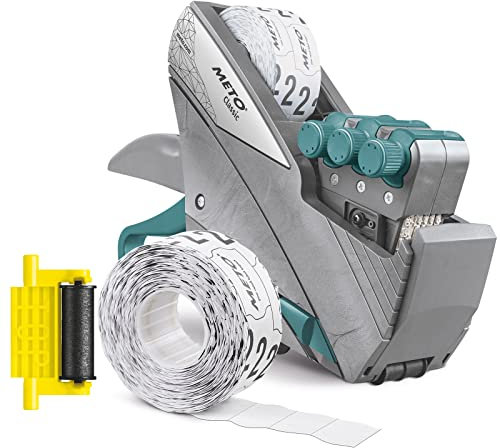 Meto Original Classic XL Preisauszeichner Set – Preis, MHD, Datum, Artikelnummer (3-zeilig, 33-stellig für 29x28 mm Etiketten, sofort einsatzbereit), 1x Handauszeichner