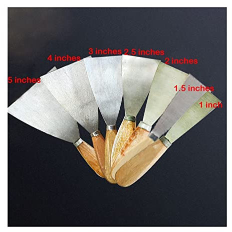 FHYTGBS Coltello intonaco da Parete - 1 1,5 2 2,5 3 4 4 5 Coltello da 5 Scraper Scraper Raschietto Raschietto Straccale Straccale in Acciaio in Legno Manubrio in Legno (Size : 4'')