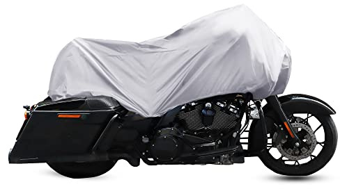 X AUTOHAUX - Funda Ligera para Moto, Media Funda, para Exteriores, Impermeable, Protector de Lluvia y Polvo, Plateada, Talla L, para la mayoría de Motos Full, Touring y Cruiser