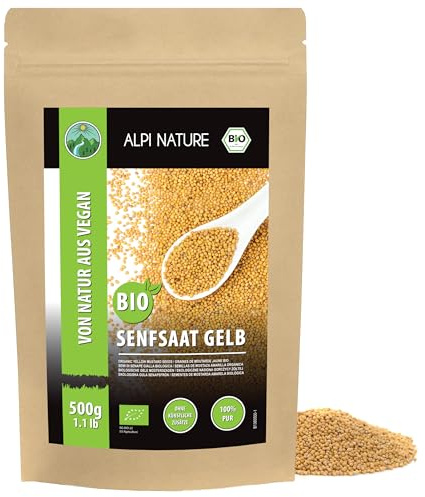 Alpi Nature Graines de Moutarde BIO Jaune Blanche 500g, bio Graine de Moutarde Blanche Jaune