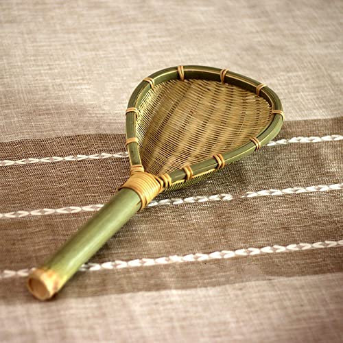 Passoire en bambou vert, panier en bambou naturel pur, cuillère à vidange tressée à la main, cuillère à riz en bambou domestique(L)